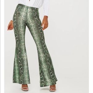 Pretty Little Thing Snake Print Slinky Flare pants